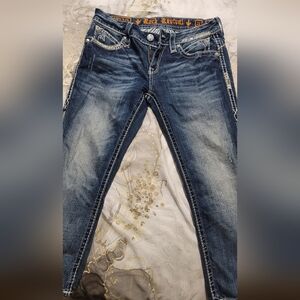 Rock Revival Women's Faded Indigo Skinny Capri Jeans